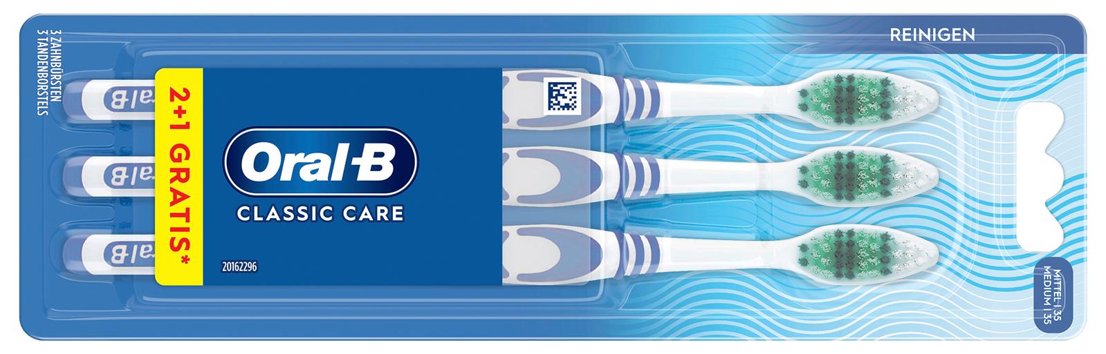 Oral-B Zahnbürste CLASSIC CARE 35, mittel, 2+1 Pack
