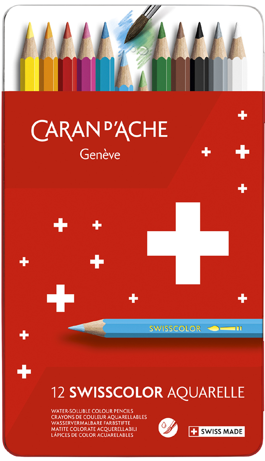 CARAN D'ACHE Buntstifte Swisscolor Aquarelle,12er Metalletui