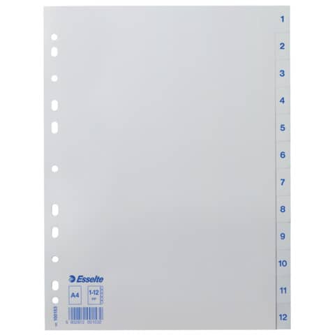 Esselte-Zahlenregister Economy 1-12, A4, PP, 12 Blatt, weiß, Plastik Esselte-Zahlenregister Economy 1-12, A4, PP, 12 Blatt, weiß, Plastik
