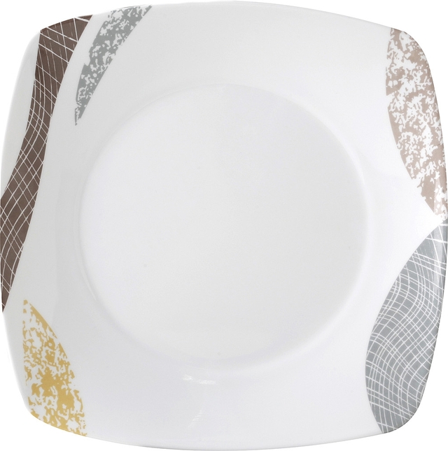 Dessertteller Melamin BRUNNER Khadi 20 x 20 cm Fb. weiß / braun