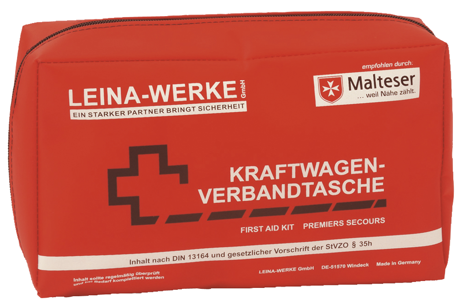 LEINA KFZ-Verbandtasche Compact, Inhalt DIN 13164, rot LEINA KFZ-Verbandtasche Compact, Inhalt DIN 13164, rot