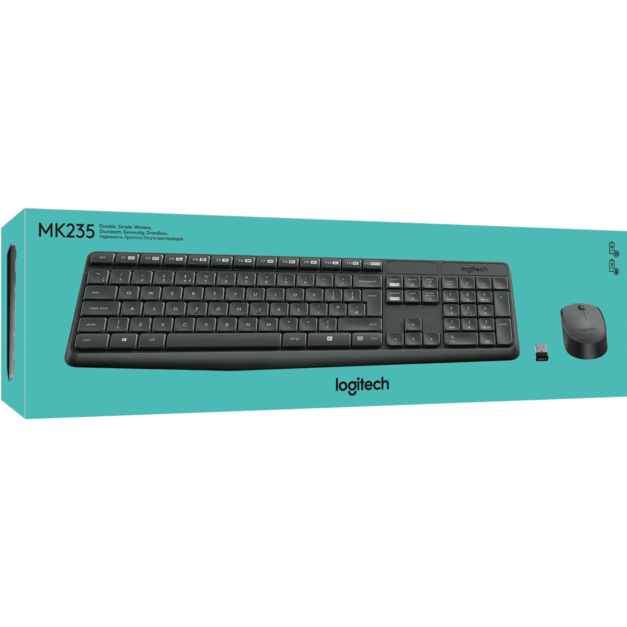 LOGITECH-Tastatur + Maus MK235 - kabellos, anthrazit