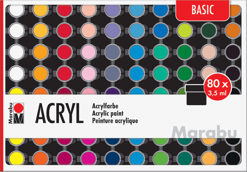 Marabu Acrylfarben-Set 'BASIC', 80 x 3,5 ml