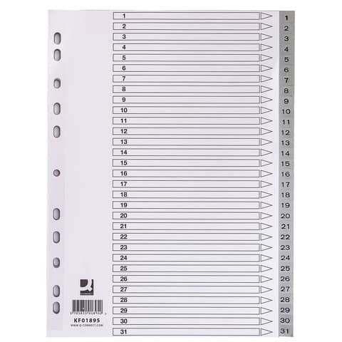 Q-CONNECT-Zahlenregister - 1 - 31, PP, A4, 31 Blatt + Indexblatt, grau Q-CONNECT-Zahlenregister - 1 - 31, PP, A4, 31 Blatt + Indexblatt, grau