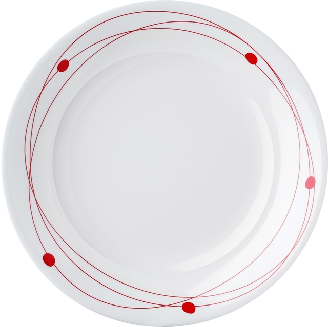 Dessertteller Melamin Brunner Cosmic Durchm. 20 cm Fb. weiß / rot