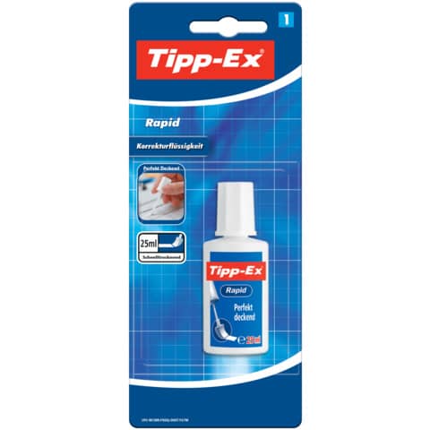 Tipp-Ex-Korrekturfluid Rapid - Flasche à 25ml, weiß, Blister à 1 Stück