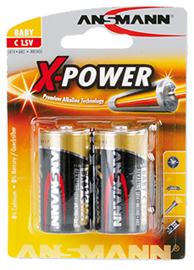 ANSMANN Alkaline Batterie 'X-Power', Baby C, 2er Blister