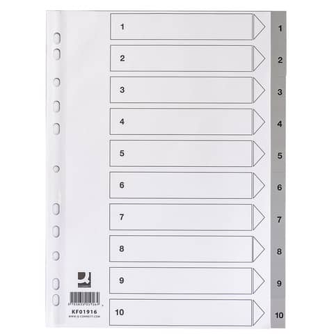Q-CONNECT-Zahlenregister - 1 - 10, PP, A4, 10 Blatt + Indexblatt, grau Q-CONNECT-Zahlenregister - 1 - 10, PP, A4, 10 Blatt + Indexblatt, grau