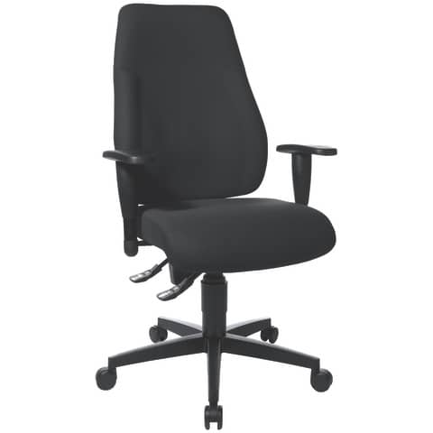 Topstar-Fitness-Drehstuhl Lady SITNESS - schwarz, Armlehnen, Teppichrollen