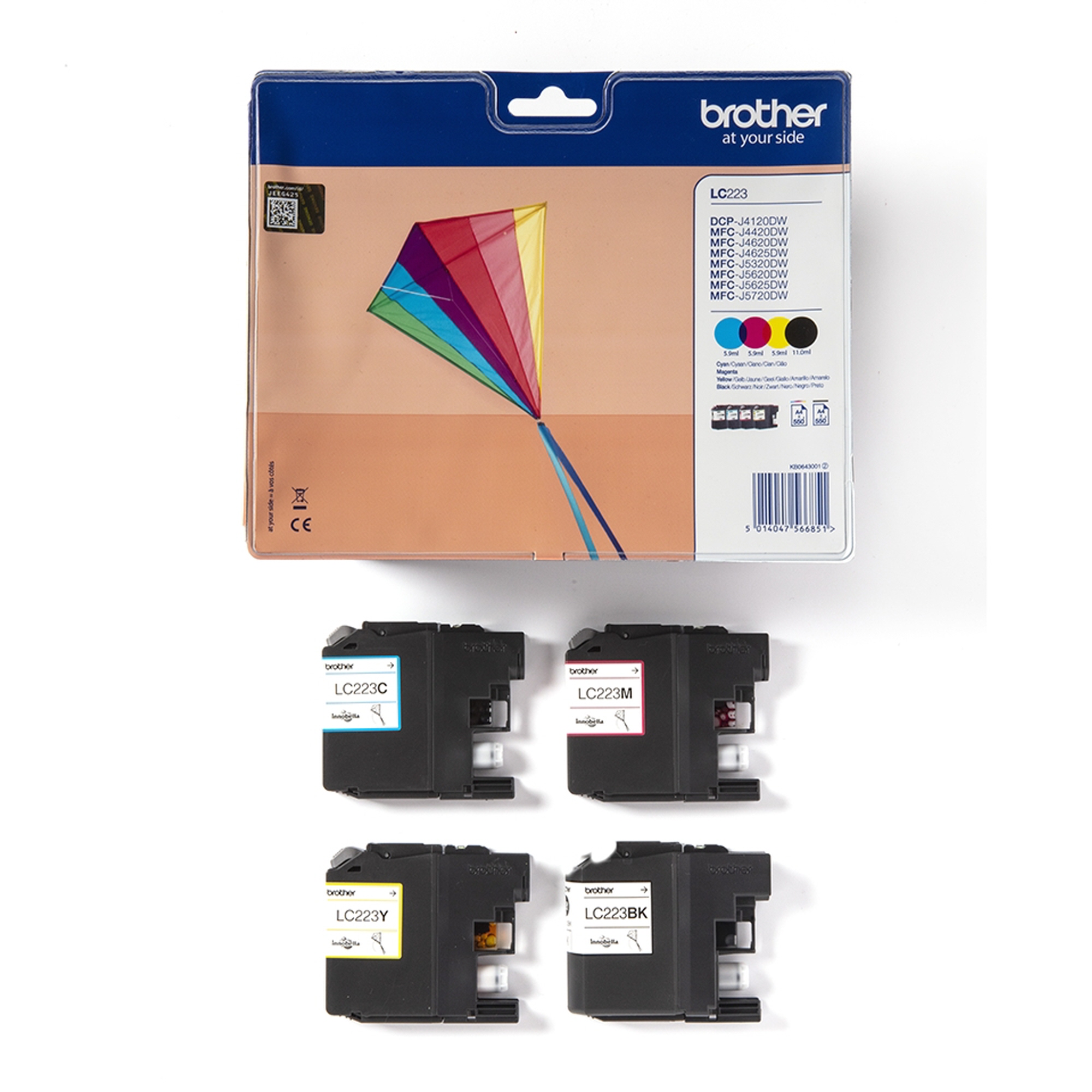 Brother-Original Brother Tintenpatrone MultiPack Bk,C,M,Y Blister mit Sicherheitsband LC-223VALBPDR Brother-Original Brother Tintenpatrone MultiPack Bk,C,M,Y Blister mit Sicherheitsband LC-223VALBPDR