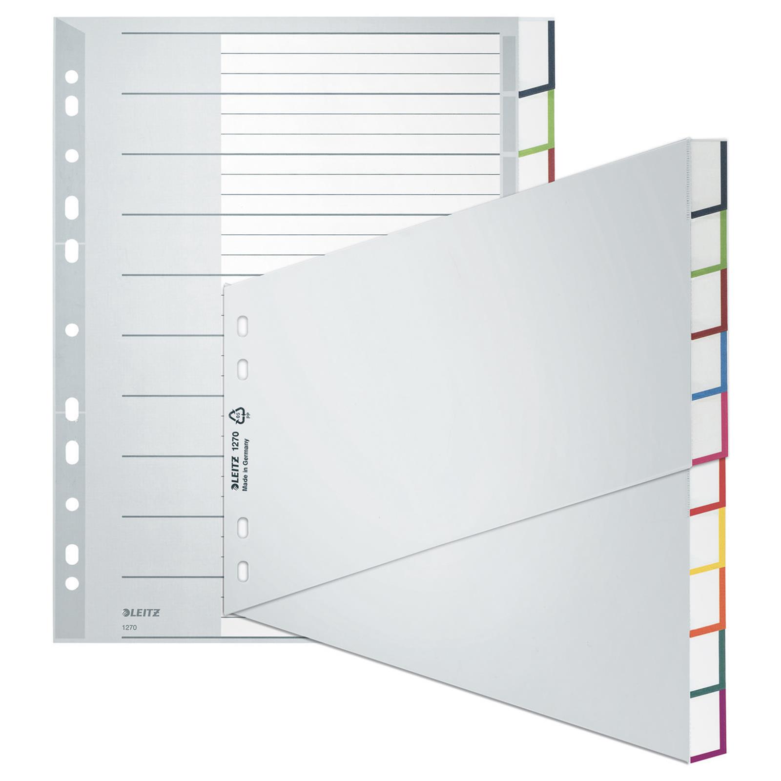 Leitz-Plastikregister Blanko, A4, schräg, PP, 10 Blatt, grau Leitz-Plastikregister Blanko, A4, schräg, PP, 10 Blatt, grau