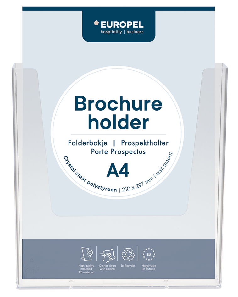 EUROPEL Wand-Prospekthalter, A4 hoch, 1 Fach, glasklar EUROPEL Wand-Prospekthalter, A4 hoch, 1 Fach, glasklar