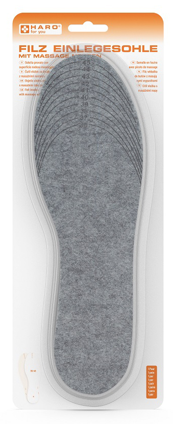 HARO Einlegesohlen mit Massage Noppen, Filz, Größe: 36-45