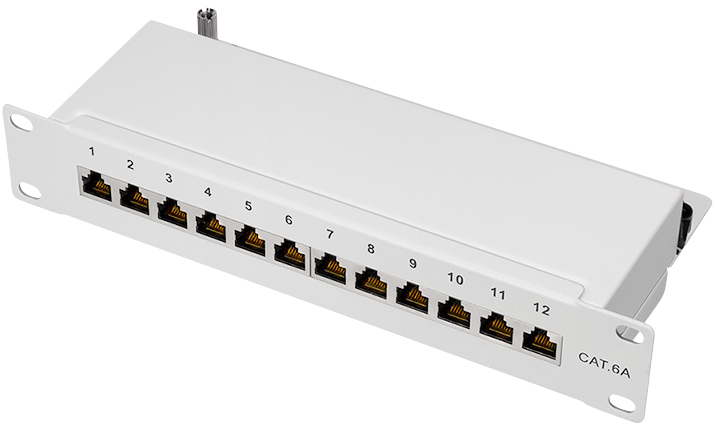 LogiLink 10' Patch Panel Kat. 6A, 12-Ports, schwarz, 1HE